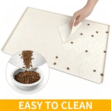 12"*18" Silicone Pet Feeding Mat, Suitable For Dogs And Cats, Multi-Paw Print Waterproof Pet Meal Mat, Anti-Spill Food And Water Bowl Tray, Reusable Non-Slip Feeding Mat, Suitable For Small, Medium, Large Pets - White - View 7