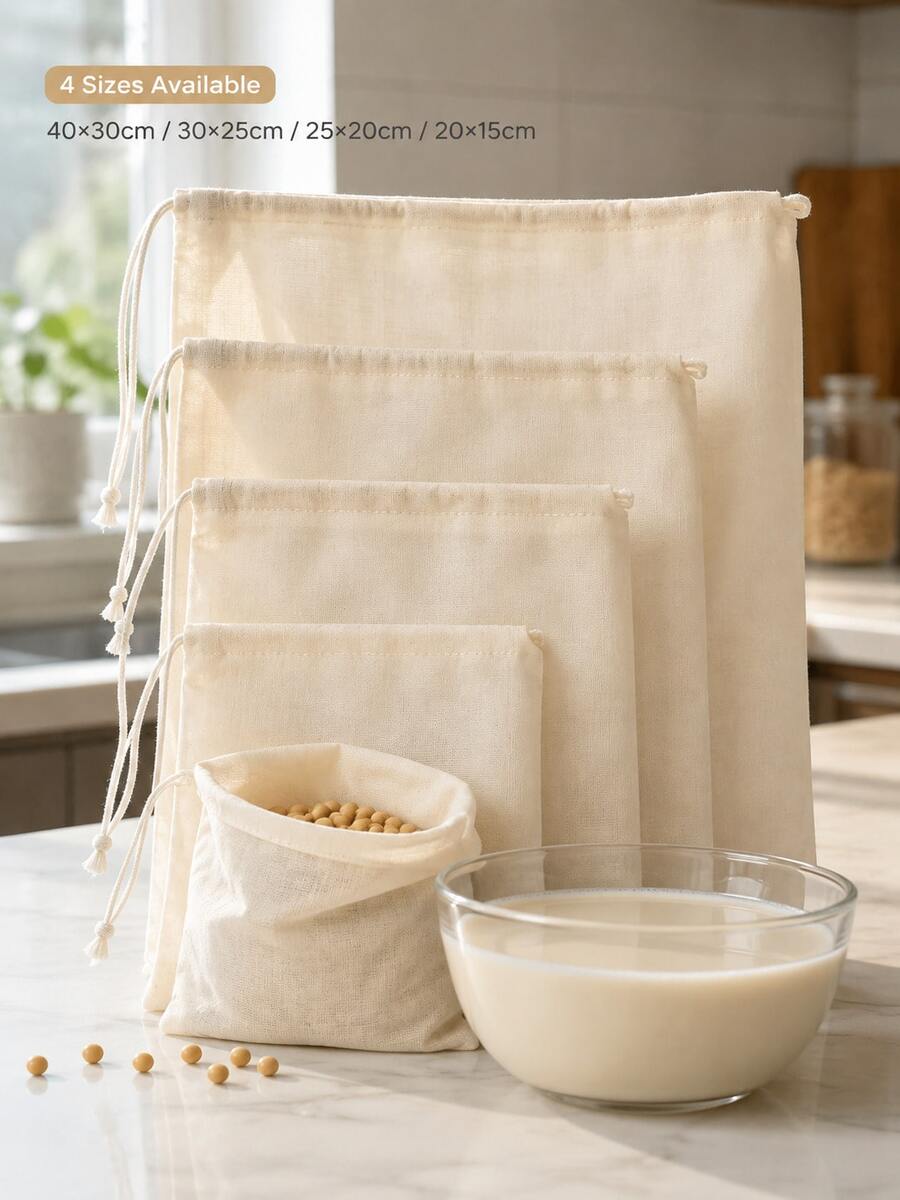 6/4/1 Nut Milk Filter Bag, Reusable 100% Unbleached Pre-Cut Gauze Filter, Regular Gauze, Suitable For Cooking, Baking, Juicing And Cheese Making