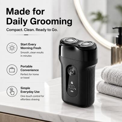 Afeitadora eléctrica 3 en 1 para hombres & recortador de vello nasal, rasuradora recargable por USB con cuchillas flotantes & pantalla digital, kit de aseo portátil para afeitar, patillas & recortar vello nasal, regalo ideal para hombres & Día del Padre