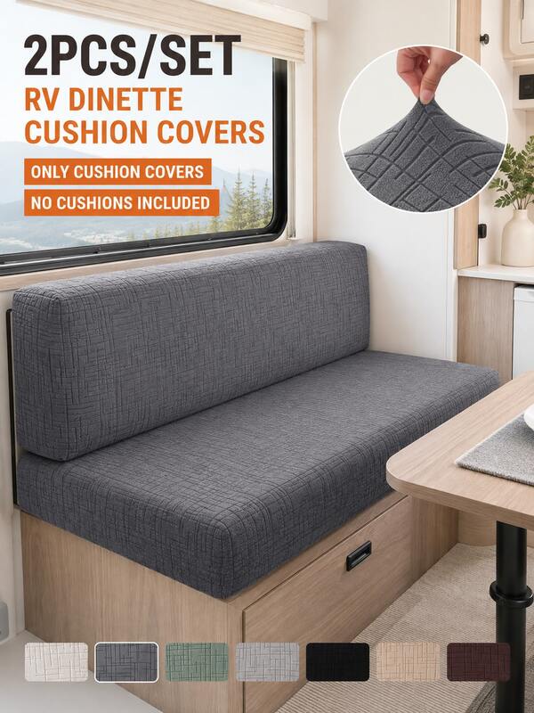 2 peças/Conjunto Capas de Almofada Jacquard para Dinete de Autocaravana, Capa Elástica Macia para Sofá, Capas para Assento de Banco de Hotel, Capa para Encosto de Carro de Campismo/Autocaravana