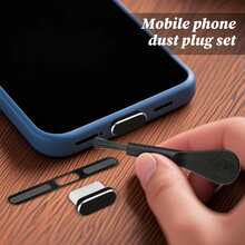 USB‑C Dust Plug Port Cover Set With Anti‑Dust Mesh Stickers & Cleaning Brush, Phone Charging Port & Earpiece Speaker Protector Accessories For Type‑C Smartphones - Multicolor - View 8