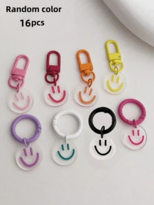 Cute 8pcs Women's Smile Shaped Multicolor Candy Color Car Earphone Keychain, Fashionable Keyring Suitable For Daily Outfit Keychain Gift Souvenir Car Accessories Bag Charm School Goth Y2k - Multi-color - View 15