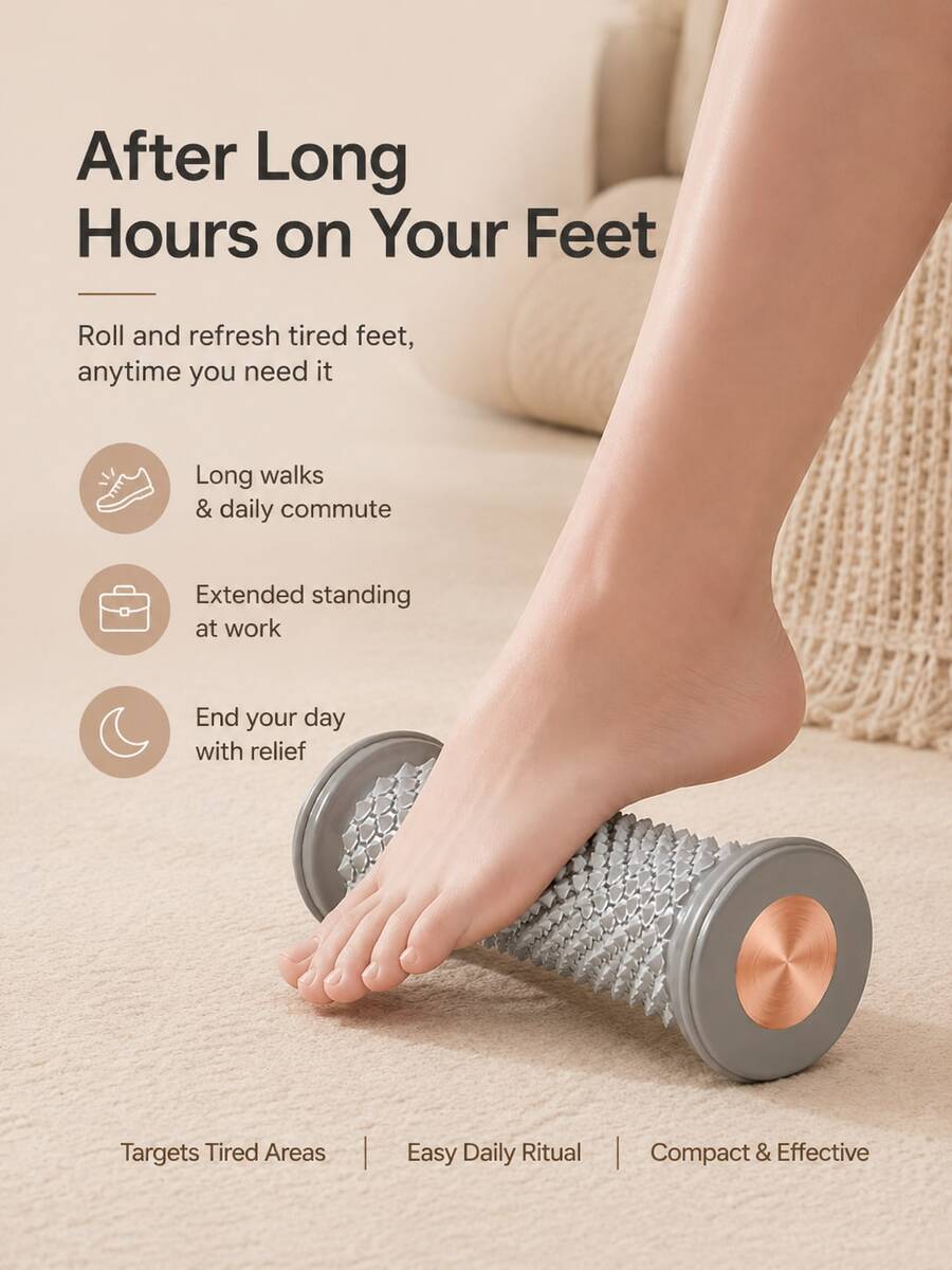 Plantar Fasciitis Massage Roller - Ergonomically Designed Foot Arch And Acupoint Massager For Sore Feet. Features High-Elasticity TPR Massage Bumps Roller; Portable Fitness And Self-Care Tool, Suitable For Home Or Office Use. - Multicolor - View 1