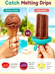 Silicone Ice Cream Popsicle Holder - Silicone Drip Collector For Frozen Desserts And Ice Cream Cones, Suitable For Summer Parties, Gatherings And Outdoor Activities, Portable And Dishwasher , Essential - Multicolor - View 6
