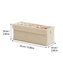 1PC Large Shelf Storage Basket | Fabric Closet Storage Box With Transparent Window For Organization | Foldable Household Storage With Lid, Beige, Grey Decorations Decor Festival Decor Room Decor Home Decor Bed Room Decor - Multicolor - View 15