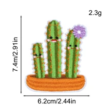 12Pcs Colorful Cactus Embroidered Patches, Cute Potted Plant Applique Patches For Jackets, Jeans, Backpacks, Hats & DIY Clothing Decor - Multiple Styles - View 6