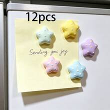 12pcs/6pcs/3pcs Acrylic Dot Star Fridge Magnets - 5-Point Star Refrigerator Magnets For Kitchen & Office, Whiteboard & Home Decor, Colorful Acrylic Decor Set - Random Color - View 9