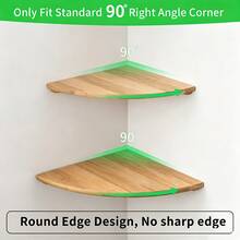 1 pieza Estantería de esquina de madera maciza de 22 cm, Estantería de pared de madera, Estantería de almacenamiento de decoración de pared de madera fijada con tornillos - Multicolor - Ver 2