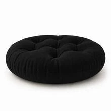 1 Piece Thick Fiber-Filled Round Seat Cushion, Chair Pad - Hitam - View 11