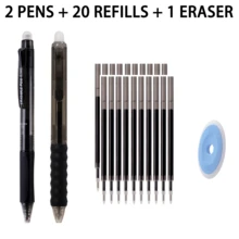 Retractable Erasable Gel Pen Set, 2 Pens + 20 Replacement Refills + 1 Eraser, 0.5mm Fine Point Refillable Erasable Pens, Smooth Writing Click Pens For Students, School, Office, Notes, Homework & Journaling - Multicolor - View 4
