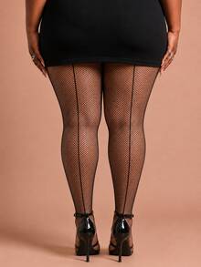 1 Pair Women's Black Sheer Star Rhinestone Tights, Sparkly Patterned Pantyhose For Party, Holiday & Going Out - Black - View 8