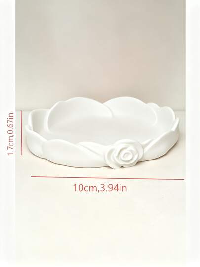 Plateau de rangement en forme de rose, mini plateau à clés blanc, plateau de rangement pour bijoux sur table d'entrée, boîte organisatrice de bureau pour boucles d'oreilles, bagues et petits objets, plateau de rangement portable pour petits articles