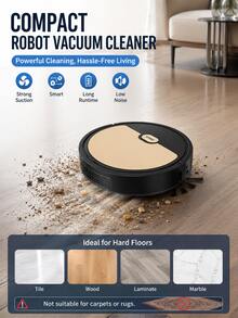 Compact Robot Vacuum Cleaner For Sweeping And Mopping Floors USB Rechargeable Mini Cleaner Sweeping Robot Multifunctional Smart Cleaning Machine For Hard Floors Pet Hair - Black Gold - View 11