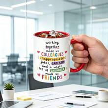 Colleagues To Friends Coffee Mug,11oz Ceramic Cup, Colorful Heart Letter Graphic, Funny Coworker Novelty Mug, Appreciation Gift For Work Best Friend Office Colleague, Ideal For Juice,Milk, Coffee- Perfect Birthday And Holiday Gift - Multicolor - View 8