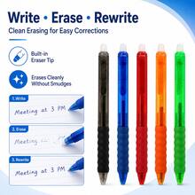 5 Packs Retractable Erasable Gel Pens, 0.5mm Fine Point Click Erasable Pens With Built-In Eraser, Smooth Writing Comfort Grip Pens For Students, School, Office, Notes, Homework & Journaling - Multicolor - View 6