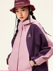 CAMEL CROWN 女款 3 合 1 防風防雨外套 春季戶外旅行用－防油污、防風、防雨登山外套 - 霞光粉嘉應紫 - 查看 1