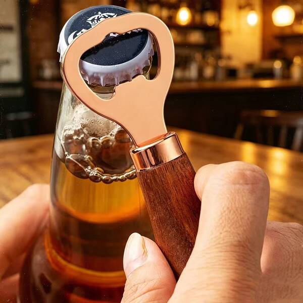 2pcs Wooden Beer Bottle Opener, Stainless Steel Bottle Opener, Suitable For Daily Beer And Beverage Lid Opener, Suitable For Home Bar Parties And Gatherings