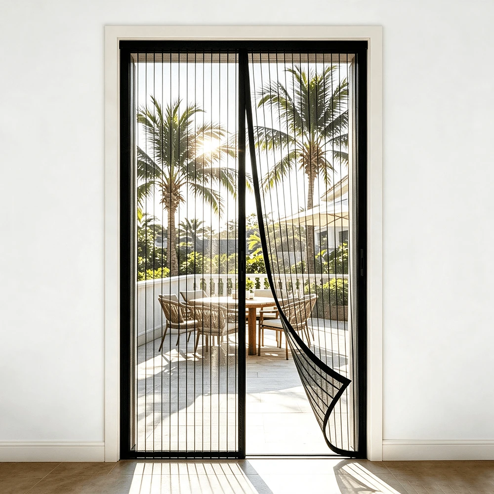 Magnetic Screen Door, Seamless Self-Sealing Design, Heavy Duty Insect Protection, Pet Friendly Hands-Free Entry And Exit, Lightweight Fiberglass Mesh - Black - View 1