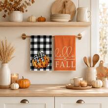 1 st handduk med Thanksgiving-pumpa, slitstark polyester, lämplig för höstfest, heminredning, temafest och sammankomst, dekorativ handduk i Thanksgiving-stil - Multifärgad - Visa 3