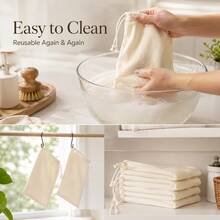 1/4/5pcs Multi-Size Cheesecloth, Reusable, 100% Natural Color Fabric, Ultra-Fine Gauze, Cooking Use, Nut Milk Strainer Bag - Multicolor - View 9