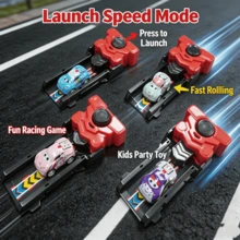 Children's Press-To-Launch Racing Car Toy, 1 Launcher With Random Style Car, Interactive Game Toy Suitable For Boys And Girls 3+ Years Old - Multicolor - View 3