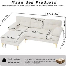 Sofa Made Of Wood Mid-Century Retro With Cushion Modern Blue For Living Room - 米色 3 人座 - 查看 7