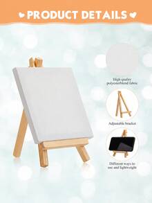 4set/1set- Mini Canvas & Wooden Easel Painting Set, Includes 12 Colors Paint Set, 2 Brushes, Suitable For Adults And Beginners DIY Art Craft Kit, Desktop Painting, Party Activity, Home Desk Decor And Creative Gift - Multicolor - View 7