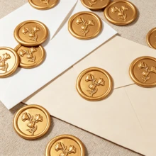 20入/包 3D浮雕花卉圖案蠟封貼紙，適用於婚禮邀請函、派對邀請函裝飾、禮物包裝、手帳裝飾 - 棕色 - 花-棕色 - 查看 8