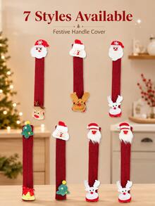Christmas Style Refrigerator Handle Covers - Suitable For Multiple Appliances (Refrigerator, Microwave, Dishwasher); Ideal Choice For Indoor Christmas Decoration And Holiday Party Supplies; Washable Handle Covers, Create Holiday Atmosphere - Multicolor - View 9
