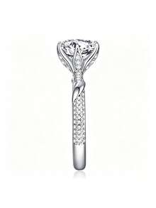 1 Stück Stück atemberaubender Damenring aus 925er Sterlingsilber mit 3ct Moissanit, perfektes Geschenk für Hochzeit, Verlobung, Jahrestag, Valentinstag, Geburtstag und Halloween - Silber - Übersicht 8