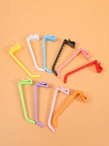 10/5pcs Compact Plastic Macaron Color No-Drill Hooks, Suitable For Bathroom, Shower Room And Door Side, Multi-Functional Towel Key Hooks, Car Key Hooks, Practical Bohemian Style, Random Color - Multicolor - View 7