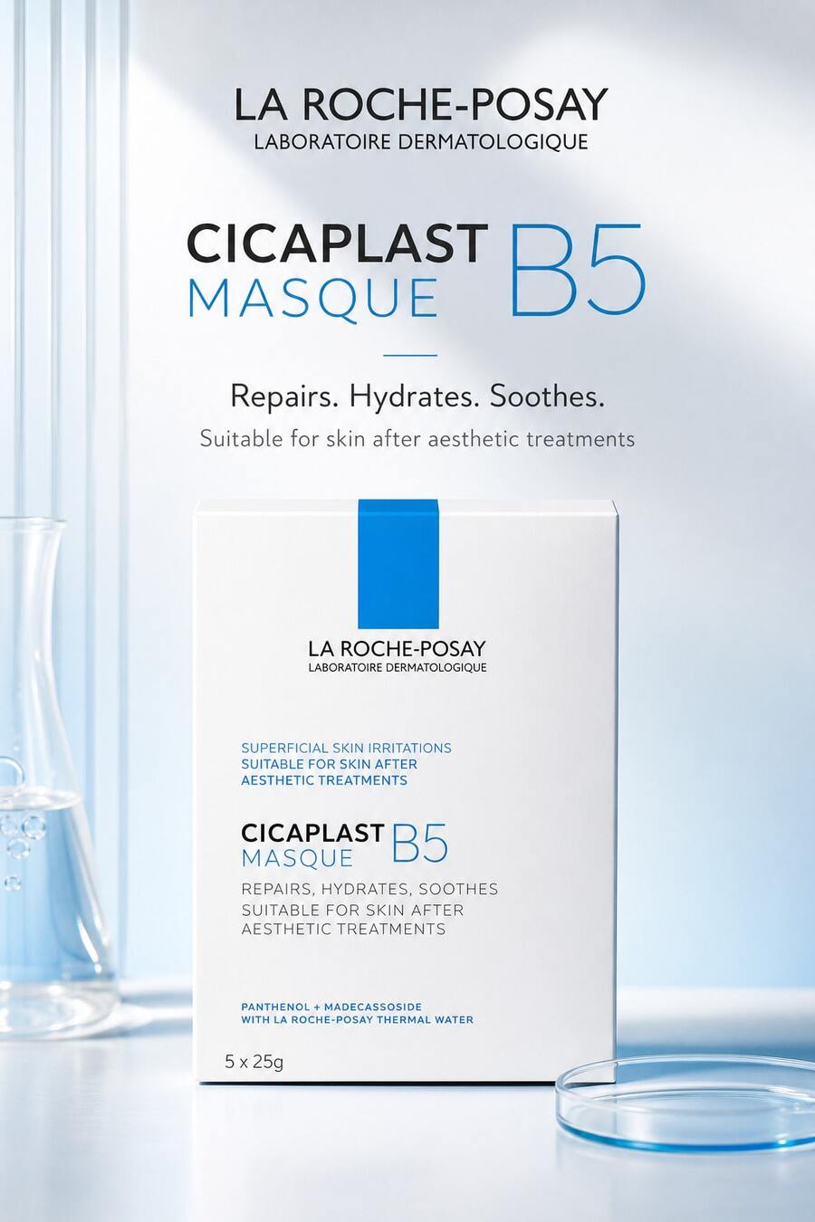 La Roche-Posay B5 Multi-Effect Moisturizing Repairing Mask 25g*5 Sheets Soothing Repairing Hydrating Barrier Mask - 25g*5 - View 1