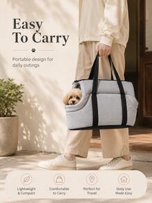 Foldable Portable Pet Carrier Bag, Outdoor One Shoulder Crossbody Bag For Cats And Dogs, Breathable Car Pet Backpack - Multicolor - View 3