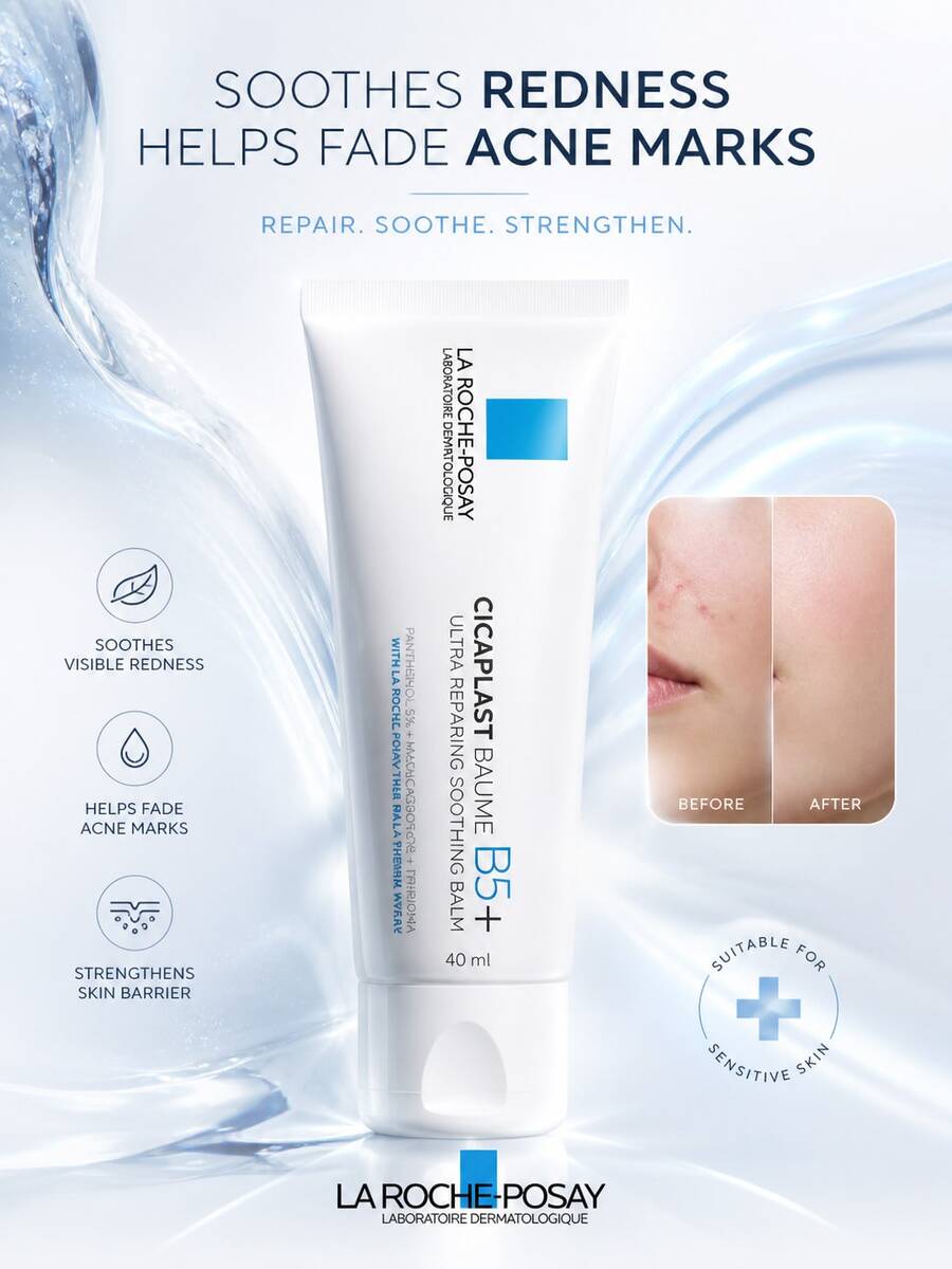 La Roche-Posay New B5 Multi-Effect Soothing Repair Cream 40ml Melembapkan, Memudarkan Noda, Menenangkan Kemerahan, Memperbaiki Lapisan Pelindung Wajah - 40 ml - View 1