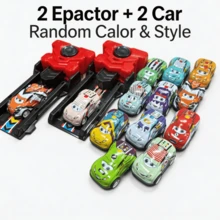 Children's Press-To-Launch Racing Car Toy, 1 Launcher With Random Style Car, Interactive Game Toy Suitable For Boys And Girls 3+ Years Old - Multicolor - View 12