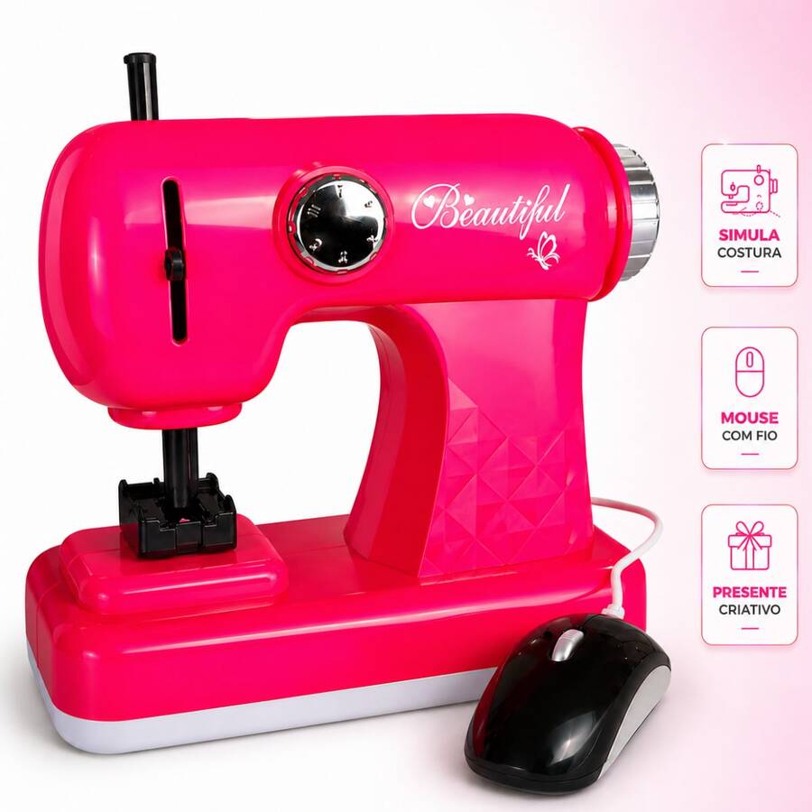 Atacarejo Kids Mini Máquina De Costura Infantil Rosa Com Mouse | SHEIN ...