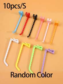 10/5pcs Compact Plastic Macaron Color No-Drill Hooks, Suitable For Bathroom, Shower Room And Door Side, Multi-Functional Towel Key Hooks, Car Key Hooks, Practical Bohemian Style, Random Color - Multicolor - View 10