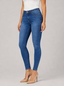 Women's Skinny Jeans - 中等水洗藍 - 查看 1