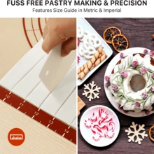 3PCS Silicone Baking Mat, 0.4mm Silicone Dough Mat - 26x16 Inch Extra Large Cookie Bread Rolling Mat, Non-Stick Kitchen Countertop Kneading Board, Thick Reusable Pie Cookie Pizza Fondant Making Mat With Scale, Dutch Oven Round And Oval Sling, Long Handle, Non-Stick Reusable Design, Home Baking Essential Tool, DIY Baking Equipment - View 5