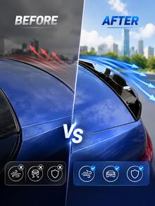 通用可調節汽車後車廂擾流板 ABS 後唇尾翼 亮黑與碳纖維外觀 自黏式免鑽孔安裝 運動賽車風外觀飾條 適用於轎車、轎跑車、掀背車車身改裝配件 通用款 - A - 查看 6
