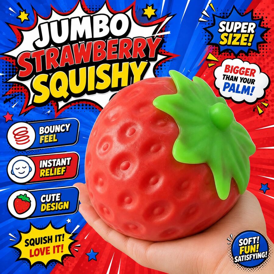 Tachimi 1pc Random Cute Large Strawberry Squishy, Slow Rebound Stress Relief Toy, Cheese Squishy, Dumpling Squishy, Fingertip Toy, Squishy Toy - Multicolor - View 1