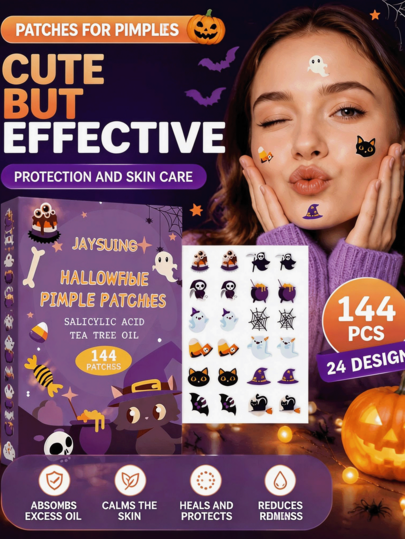 JAYSUING 144pcs/288pcs Halloween Spot Patches,Invisible Facial Concealer Patches,Clean The Facial Skin,Formulated To Gently Lighten Facial Spots And , Moisturize And Whiten The Skin,Skin Facial Cosmetics