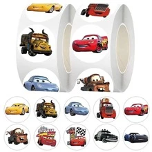 Panini 500pcs Disney Cars Round Stickers, 2.5cm Lightning McQueen, Mater, Sally Self-Adhesive Racing Car Labels, Waterproof Movie Seal Stickers, Suitable For Gift Wrapping, Stationery, Theme Party Favors, Scrapbooking And Planner Decoration - Random Styles - View 2