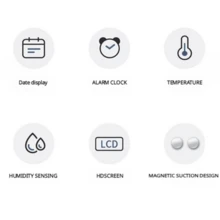 智慧數位時鐘 LCD 螢幕 日期/溫度/濕度 磁吸式安裝 適用於冰箱/桌面/牆面 使用 CR2032 電池 家居/辦公室裝飾 - 彩色 - 查看 8