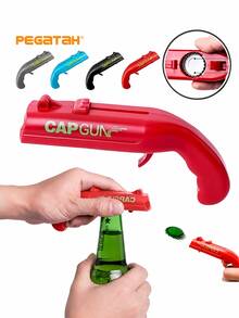 1pc/4pcs Fun Bottle Cap Launcher Opener, Creative Gun-Shaped Beer Bottle Opener, One-Click Cap Ejection, Portable Novelty Bar Tool, Suitable For Home Party, BBQ, Camping, Picnic, Birthday Gift For Men And Beer Lovers - Multicolor - View 1