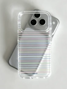 極簡白色與黃色條紋透明軟手機殼，適用於 iPhone 18 Pro Max 18 Pro 17 Pro Max 17 Pro 12 13 14 15 16 Pro Max 14 15 16 Plus 17 Air 11，時尚保護殼 - 彩色條紋 - 查看 6