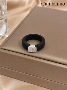 Camhanno 1pc Four Color Optional Soft Silicone Metal Square Brand Ring For Daily Wear, Comfortable And Elegant Ring That Does Not Restrict The Hand - Silver - View 20