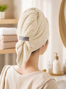 2pcs Custom Embroidered Waffle Weave Hair Drying Turban With 4 Color Options, Personalized Name Embroidered Hair Wrap For Post-Shower Use In Bathroom, Bedroom And Dressing Room, Thoughtful Holiday Gift - Multicolor - View 8