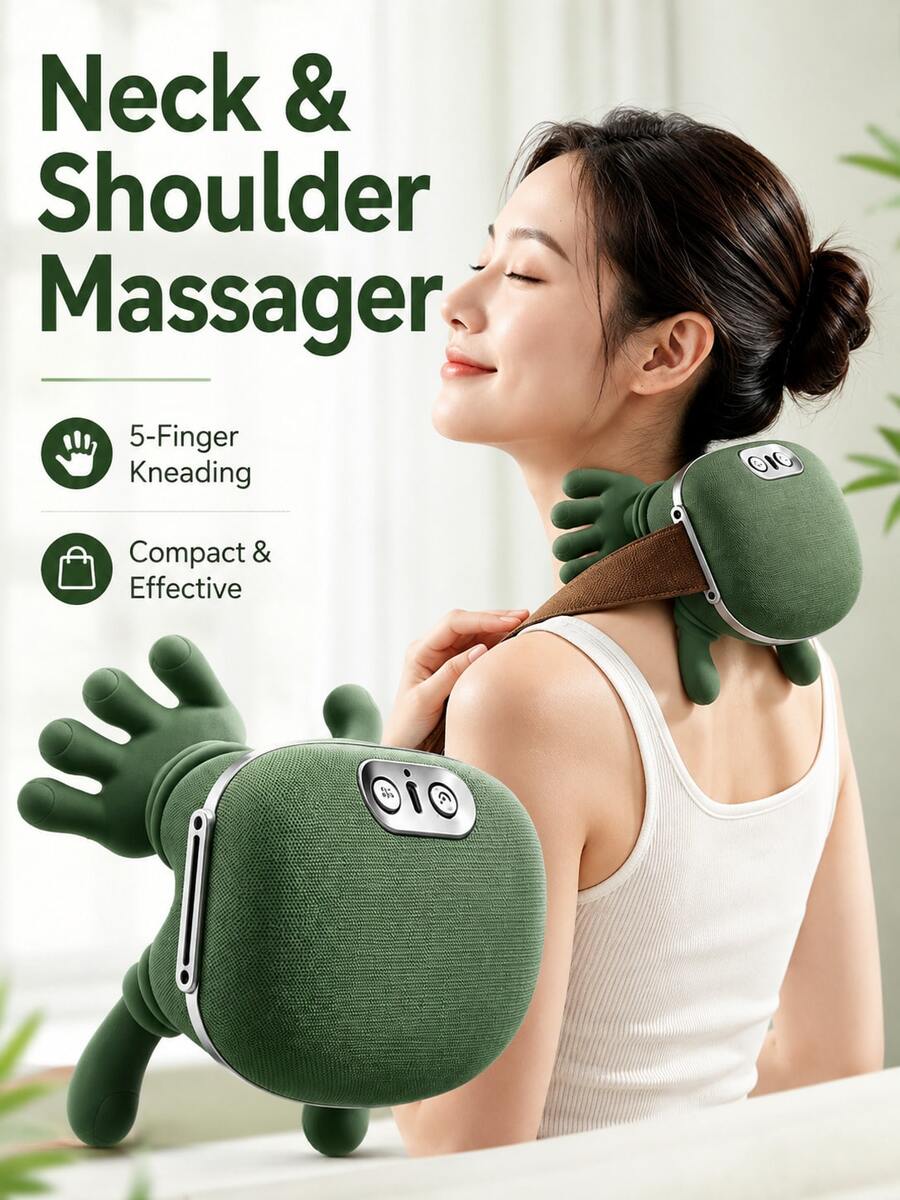 This USB-Powered Neck And Shoulder Heating Massager Is An Electric Massager That Simulates Hand Movements, Primarily Targeting The Scapular Muscles To Provide Deep Kneading Massage For The Neck, Shoulders, And Legs