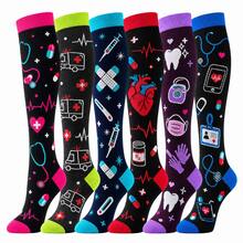6 Pairs Colorful Graphic Knee High Socks, Fun Novelty Long Tube Socks With Ribbed Cuffs, Assorted Everyday Gift Set - M21 - View 6